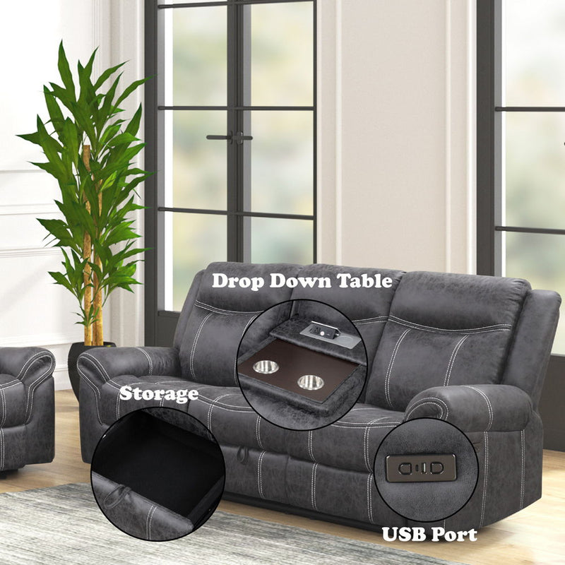 Zubaida - Sofa w/USB Dock & Console(Motion) - R&R Furniture Gallery (Fountain Valley, CA)