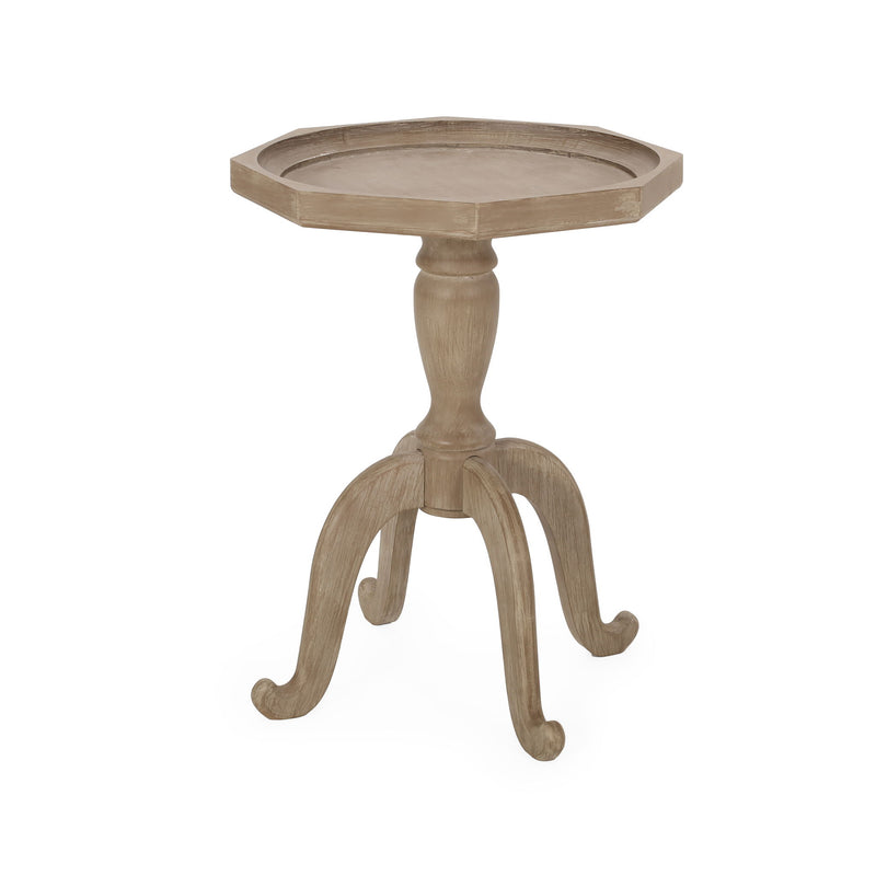 Noble House French Country accent table with spider leg design, natural wood and white finish, showcasing elegant decorative style.