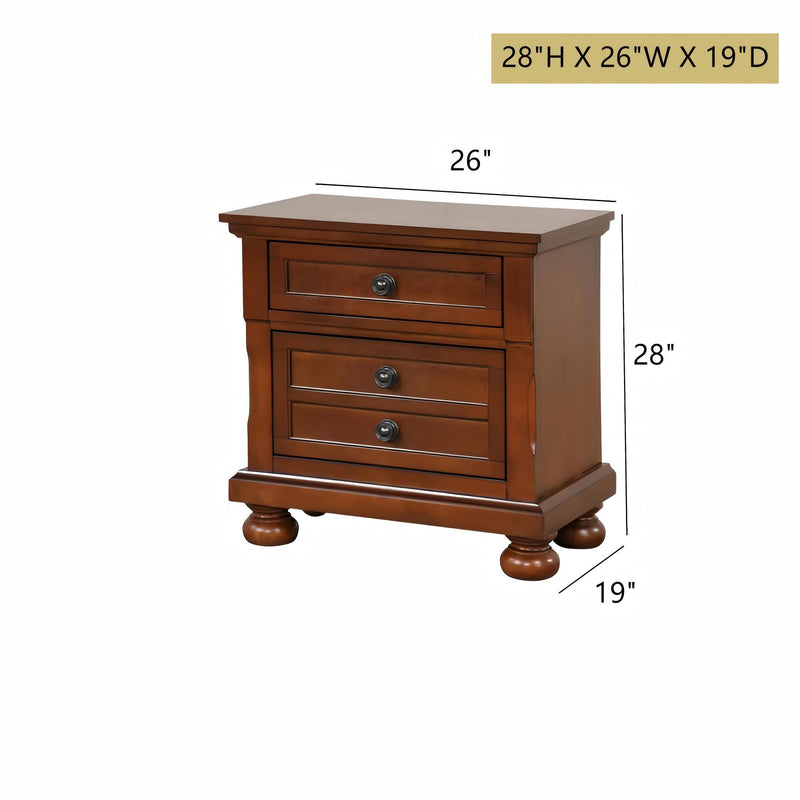 Cherry wood accent nightstand by Glory Furniture with a single drawer and smooth finish, featuring a modern design and sleek handle.