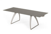 Pittson - Modern Extendable Grey Glass Dining Table — view 4