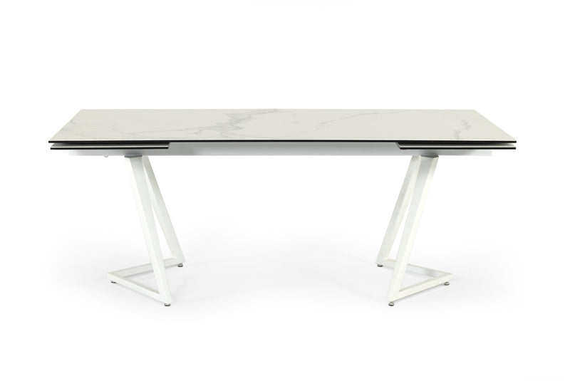 Farrell - Modern White Ceramic Extendable Dining Table — view 4