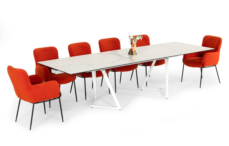 Farrell - Modern White Ceramic Extendable Dining Table — view 2