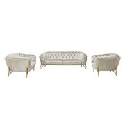 Stella - Transitional Beige Velvet Sofa Set