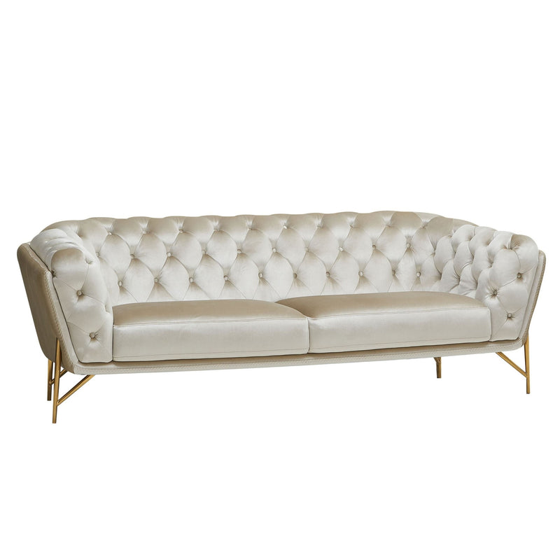 Stella - Transitional Beige Velvet Sofa Set — view 2