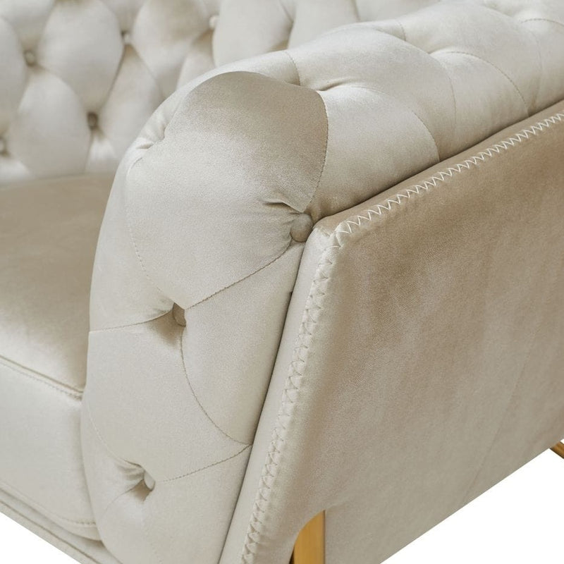 Stella - Transitional Beige Velvet Sofa Set — view 5