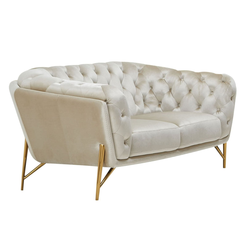 Stella - Transitional Beige Velvet Sofa Set — view 3