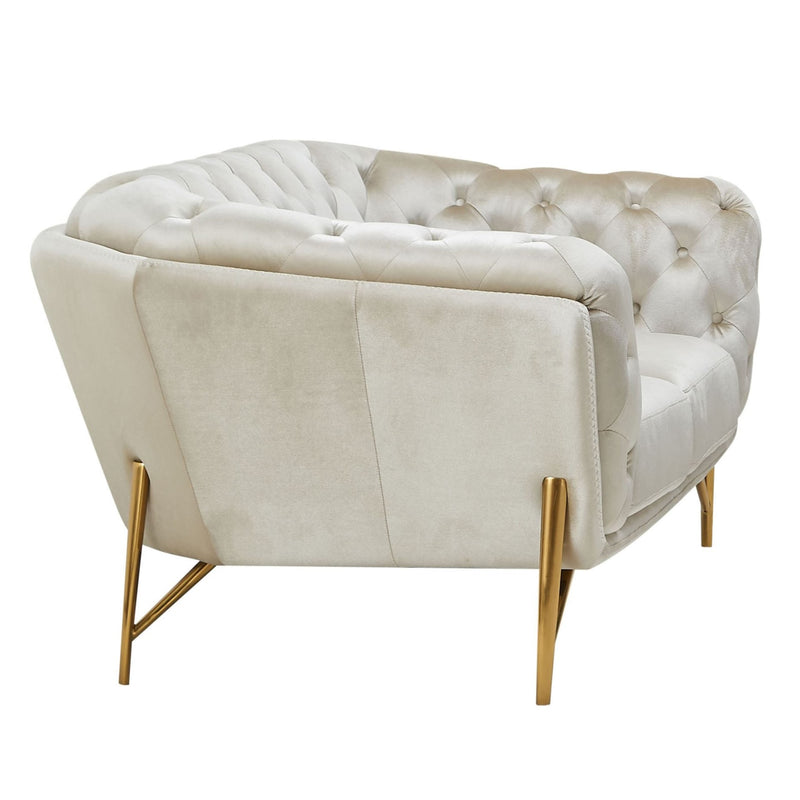 Stella - Transitional Beige Velvet Loveseat — view 2