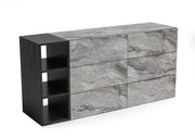 Maranello - Modern Grey Wash & Faux Marble Dresser — view 5