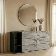Maranello - Modern Grey Faux Marble Mirror — view 2