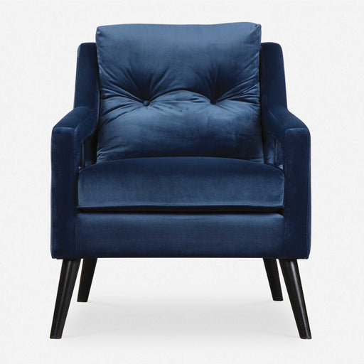 Uttermost O'Brien armchair featuring plush fabric upholstery and a stylish, modern design with wooden legs.