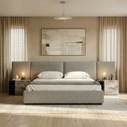 Maranello - Modern Grey Wash & Faux Marble Nightstand — view 5