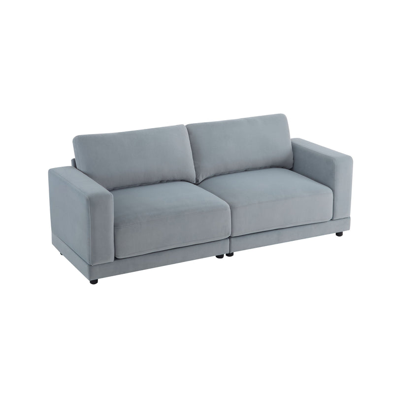 Modern Square Arm Sofa With Soft Fabric Upholstery, Deep Cushions - R&R Furniture Gallery (Fountain Valley, CA)