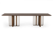 Livia - Modern Wenge & Gold Stainless Steel Dining Table