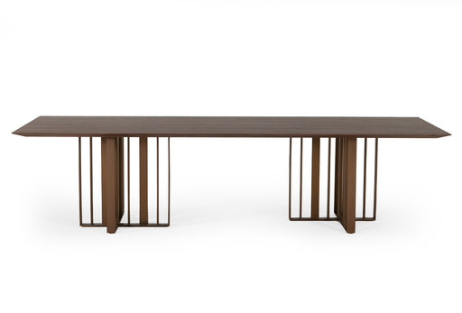 Livia - Modern Wenge & Gold Stainless Steel Dining Table
