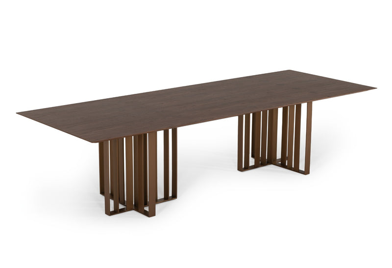 Livia - Modern Wenge & Gold Stainless Steel Dining Table — view 2