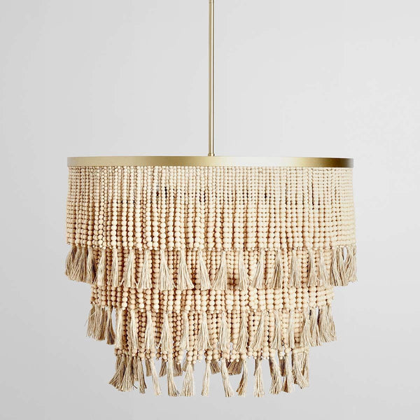 Brittany - Beaded Round Chandelier - Natural