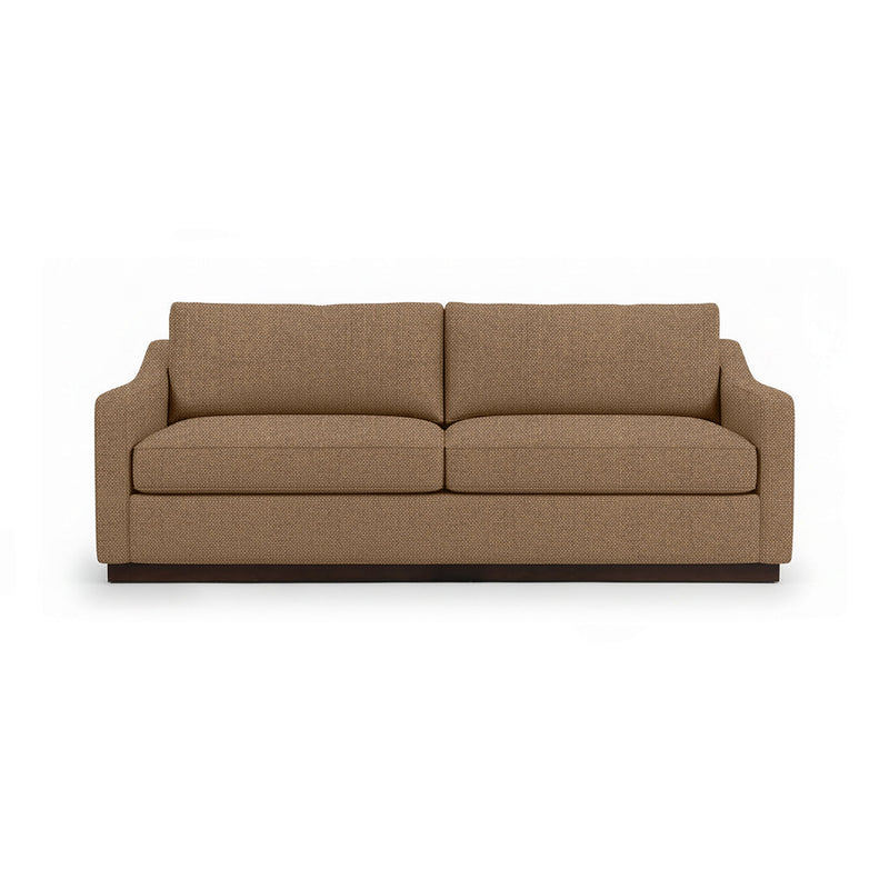 Classic Home Aspen stationary sofa with plush cushions and neutral fabric, showcasing a modern living room setup.
