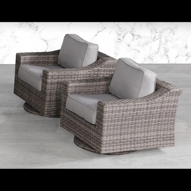 Swivel Patio Chair With Luxurious Cushions Perfect For Outdoor Relaxation (Set of 2) - Gray Mix - R&R Furniture Gallery (Fountain Valley, CA)