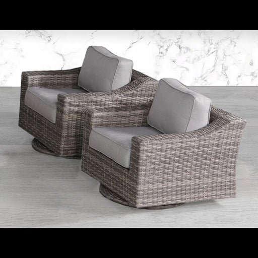 Swivel Patio Chair With Luxurious Cushions Perfect For Outdoor Relaxation (Set of 2) - Gray Mix - R&R Furniture Gallery (Fountain Valley, CA)
