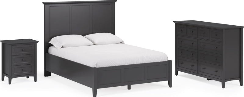Grace Three Drawer Nightstand in Raven Black