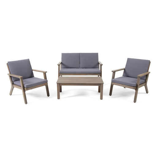 Avacyn - Outdoor Acacia Wood 4 Seater Chat Set With Cushions - R&R Furniture Gallery (Fountain Valley, CA)