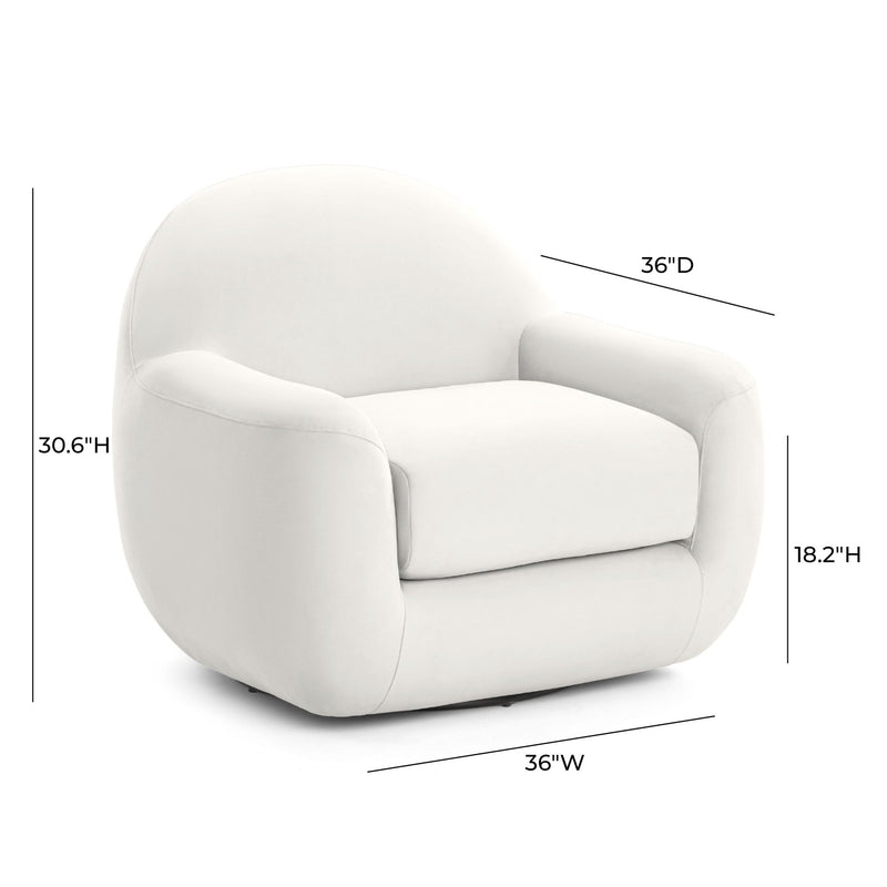 TOV Furniture Tiago swivel chair with a modern design, featuring a cushioned seat and backrest in a stylish upholstery.