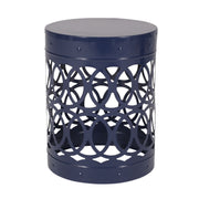 Set of two Noble House Delight powder-coated iron end tables with sleek, modern design and round tabletops.
