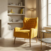 Everly - Contemporary Velvet Yellow Accent Chair — view 5