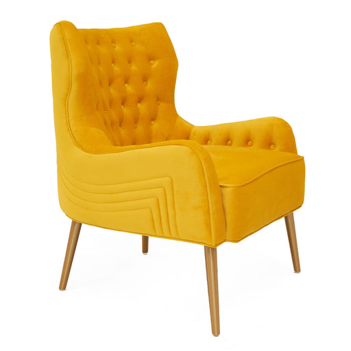 Everly - Contemporary Velvet Yellow Accent Chair — view 2
