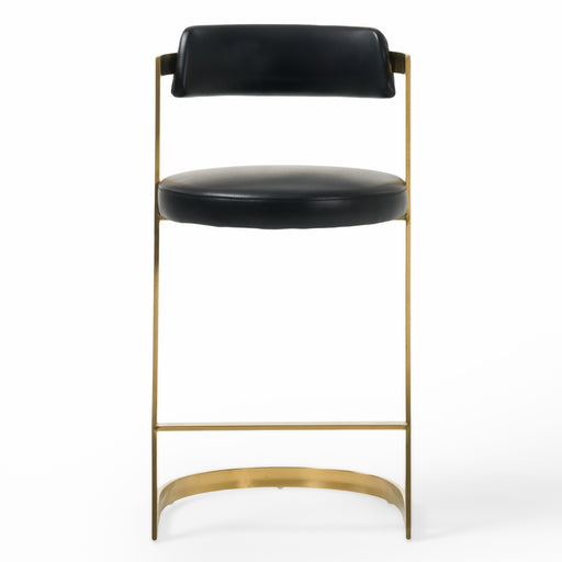 Shandra - Black Leatherette + Gold Counter Stool — view 2