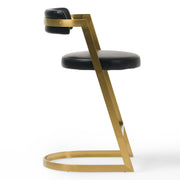 Shandra - Black Leatherette + Gold Counter Stool — view 3