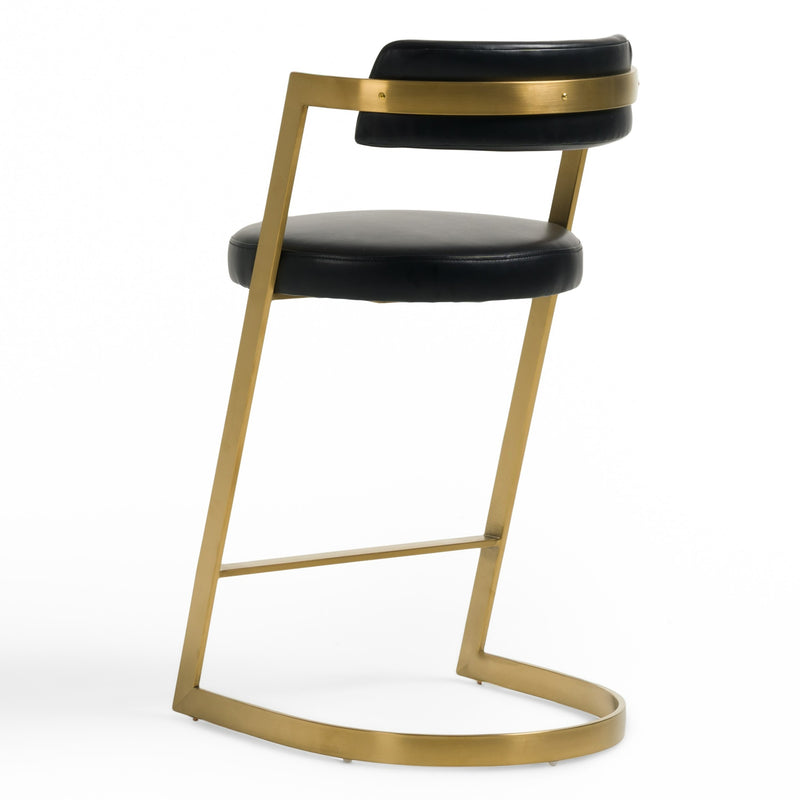 Shandra - Black Leatherette + Gold Counter Stool — view 5