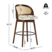 Pair of Noble House Como indoor wood barstools with natural wood finish and sleek design, set of two ideal for kitchen or bar area.