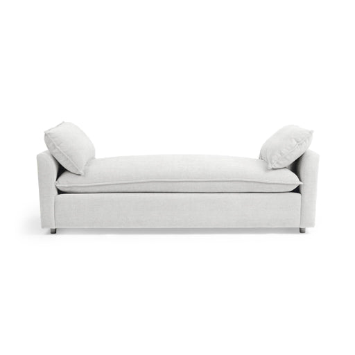 Classic Home Caplan backless sofa daybed with plush upholstery and wooden legs, ideal for modern living spaces.