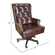 Dc#112 - Leather Desk Chair - Havana With Brown Base - R&R Furniture Gallery (Fountain Valley, CA)