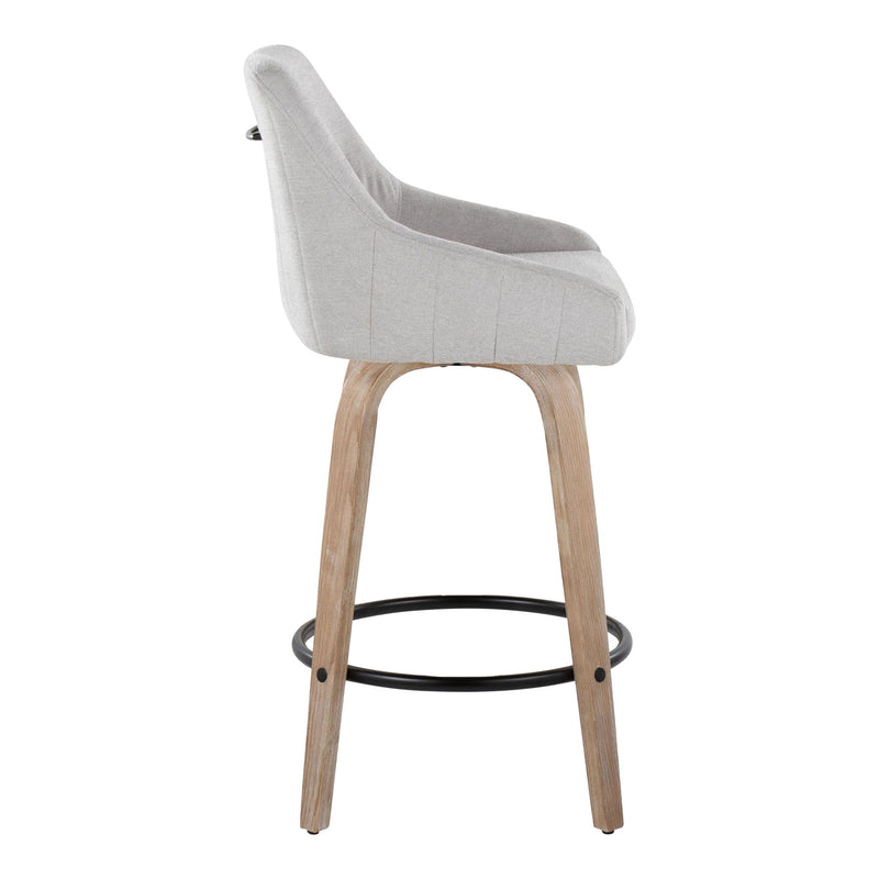 Lumi Source Hannah transitional fixed height counter stool set with swivel and round footrest, featuring sleek modern design.