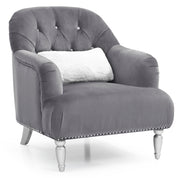 Elegant traditional armchair from Glory Furniture with carved wooden arms and plush upholstery in a classic design.