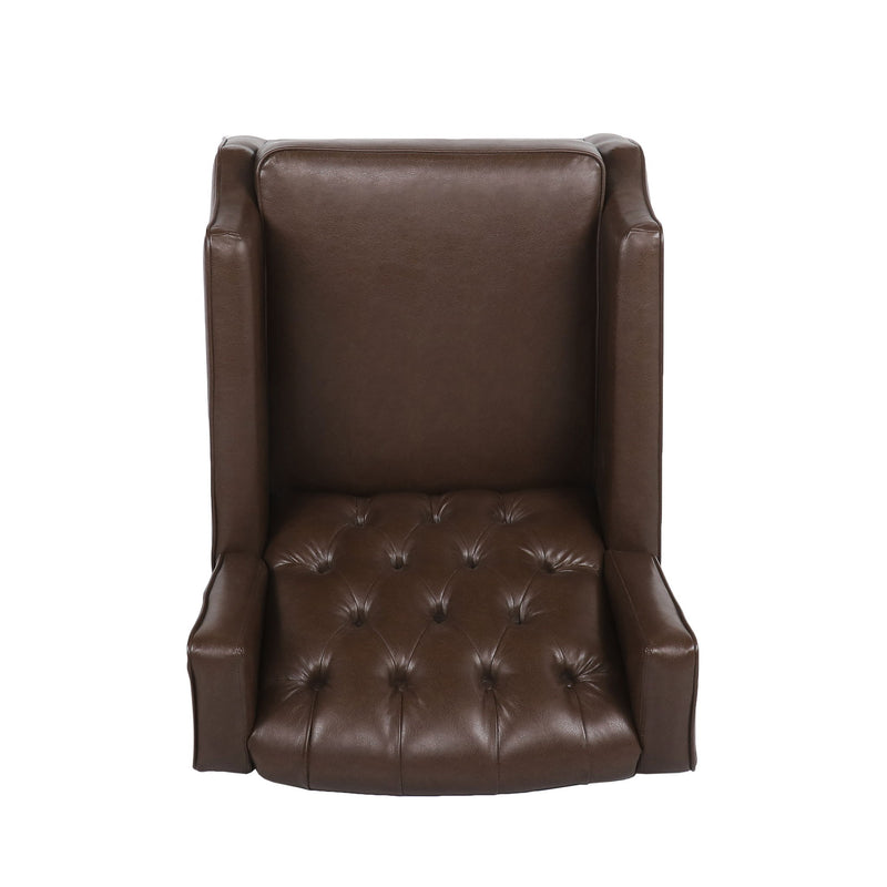 Amedou - Contemporary Tufted Wingback Rocking Chair - Dark Brown - R&R Furniture Gallery (Fountain Valley, CA)