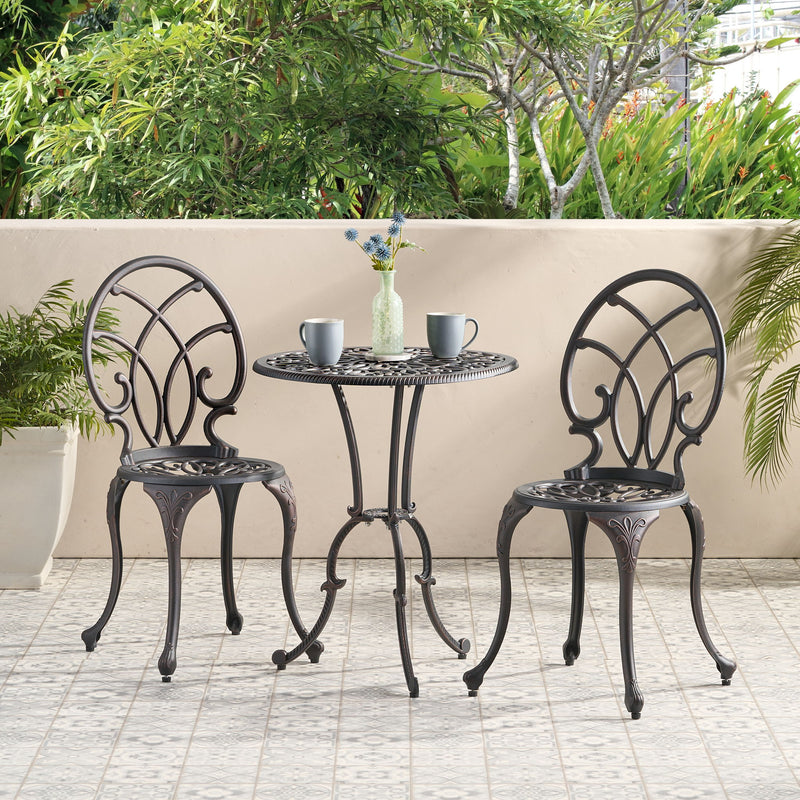 Charleston 3 Pieces Cast Bistro Set - Copper - R&R Furniture Gallery (Fountain Valley, CA)