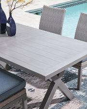 Half Moon Beach - Rectangular Dining Table With Umbrella Option - Gray - R&R Furniture Gallery (Fountain Valley, CA)