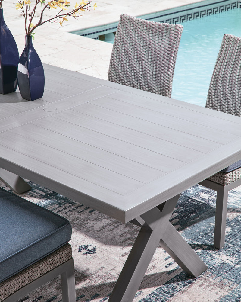 Half Moon Beach - Rectangular Dining Table With Umbrella Option - Gray - R&R Furniture Gallery (Fountain Valley, CA)