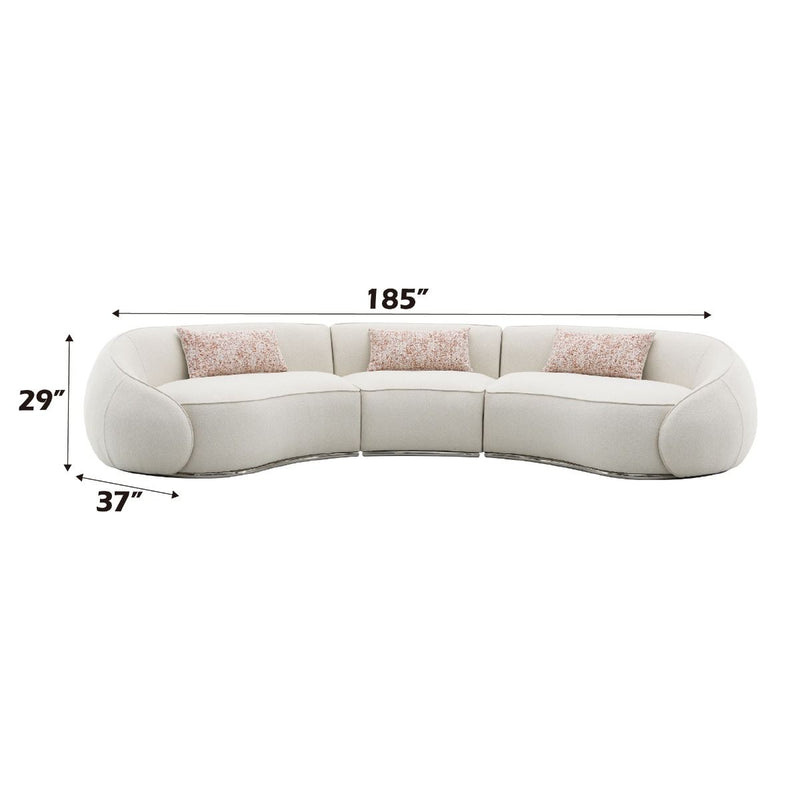 Sahara - Sectional Sofa With 3 Pillows - Beige Boucle - R&R Furniture Gallery (Fountain Valley, CA)