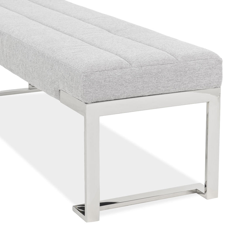 Signature Beds & Benches - Tulip Accent Bench - Gray / Chrome - R&R Furniture Gallery (Fountain Valley, CA)
