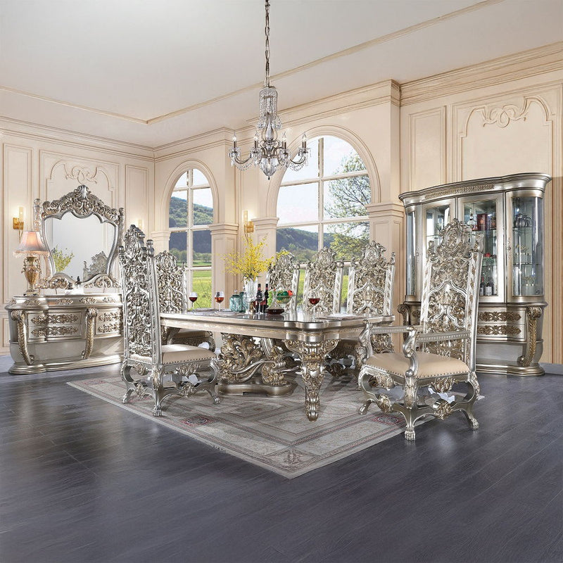 Danae - Arm Chair (Set of 2) - Synthetic Leather , Champagne & Gold - R&R Furniture Gallery (Fountain Valley, CA)
