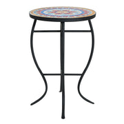 Outdoor Round Side Table With Mosaic Style Top And Curved Iron Legs - R&R Furniture Gallery (Fountain Valley, CA)