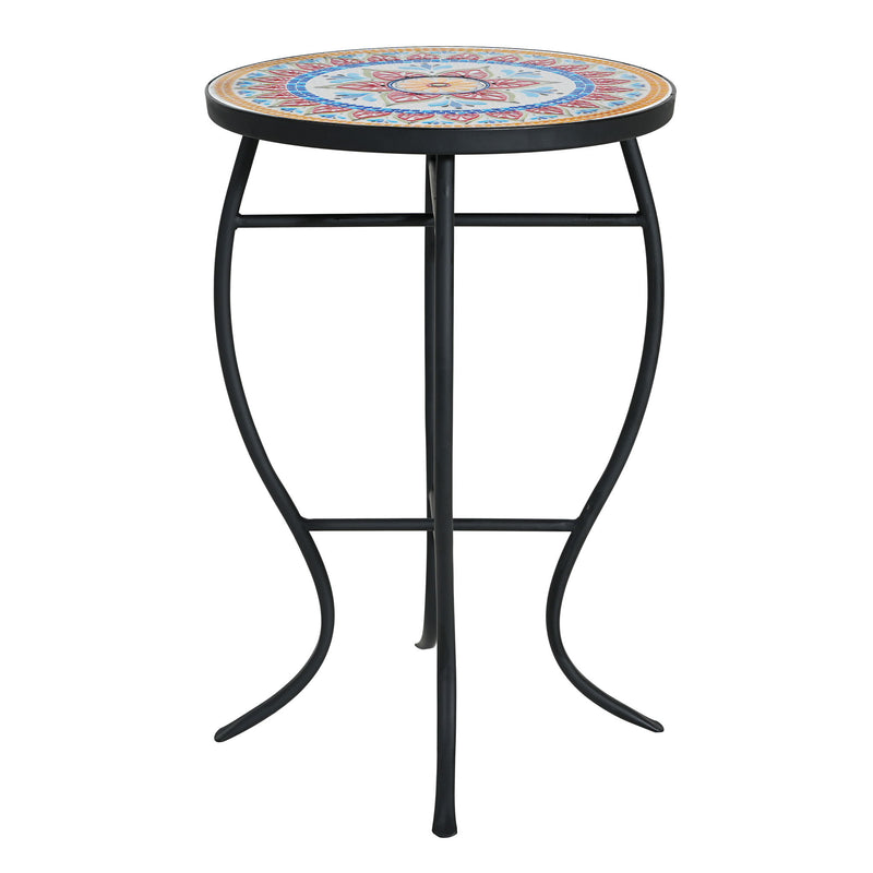 Outdoor Round Side Table With Mosaic Style Top And Curved Iron Legs - R&R Furniture Gallery (Fountain Valley, CA)