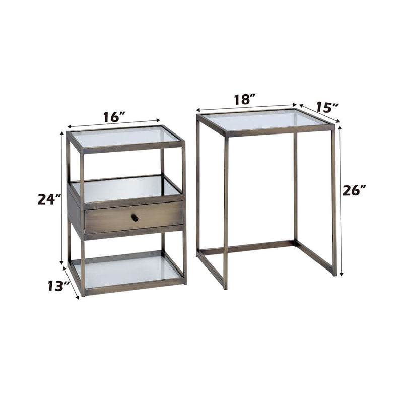 Enca - Nesting Table Set - Clear Glass & Antique Brass - R&R Furniture Gallery (Fountain Valley, CA)