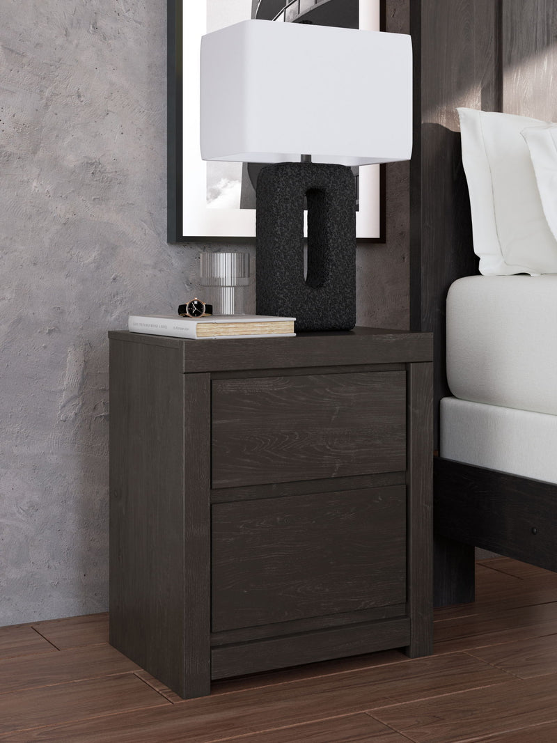 Fraluna - Two Drawer Night Stand - Charcoal - R&R Furniture Gallery (Fountain Valley, CA)