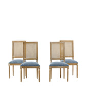 French Country Dining Chair With Rectangular Cane Backrest And Smooth Upholstered Seating - R&R Furniture Gallery (Fountain Valley, CA)