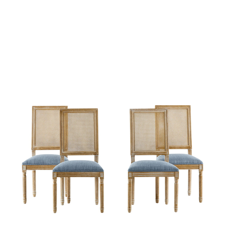 French Country Dining Chair With Rectangular Cane Backrest And Smooth Upholstered Seating - R&R Furniture Gallery (Fountain Valley, CA)